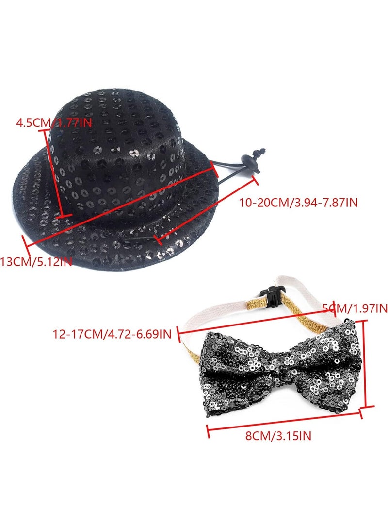 2PCS Dog Costume Top Hat Cat Sombrero Hat Formal Necktie/Bowtie Birthday Party Cosplay Costume Pet Dog Cat Holiday Party Decoration - Image 4